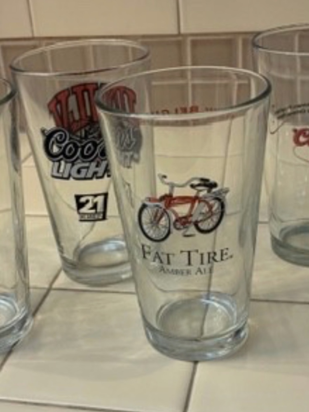 Six beer glasses
